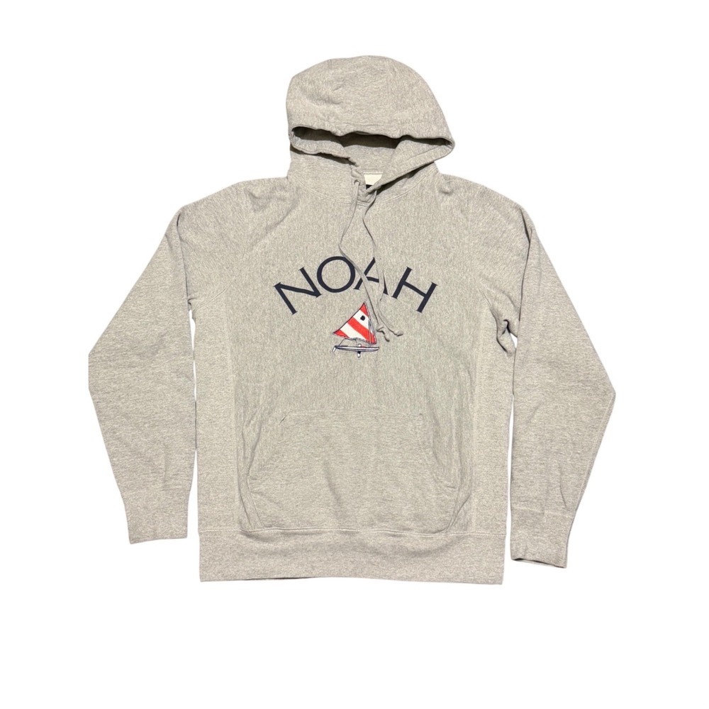 Noah NY Core Logo Hoodie Heather Grey Mens Medium Pullover Sweatshirt